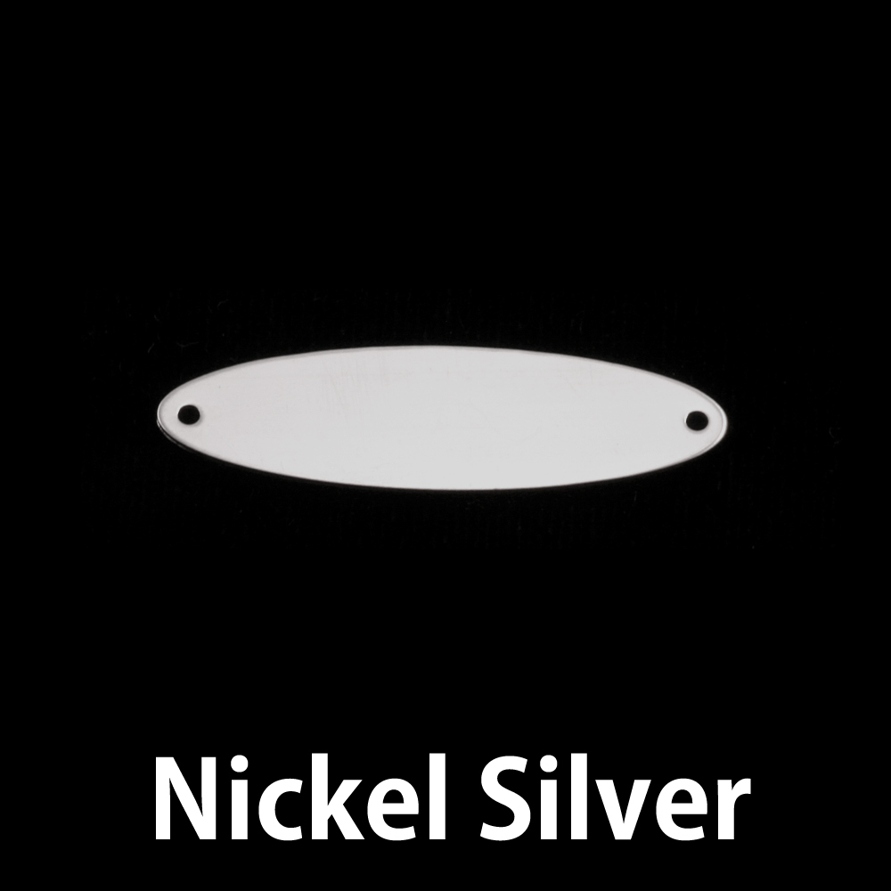 Metal Stamping Blanks Nickel Silver Oval with Holes, 32mm (1.25") x 9mm (.35"), 24g